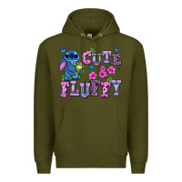 Army Green cute and fluffy stitch Premium Hoodie - AdoDesignShop