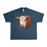 Midnight Navy hereford cow face Urban Heavy Tee - LillyAllenDesigns