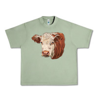 Oil Green hereford cow face Urban Heavy Tee - LillyAllenDesigns