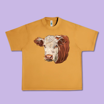 Hereford Cow Face Urban Heavy Tee Designed By Lillyallendesigns