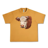 Peanut Butter hereford cow face Urban Heavy Tee - LillyAllenDesigns