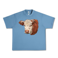 Pebble Blue hereford cow face Urban Heavy Tee - LillyAllenDesigns