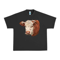 Pigment Black hereford cow face Urban Heavy Tee - LillyAllenDesigns