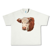 Pistachio hereford cow face Urban Heavy Tee - LillyAllenDesigns