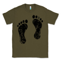 Army Green 70's footprints   footprint Classic Tee - linhVisuals