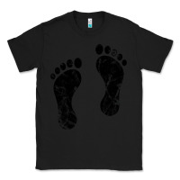 Black 70's footprints   footprint Classic Tee - linhVisuals