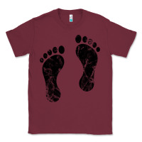 Burgundy 70's footprints   footprint Classic Tee - linhVisuals