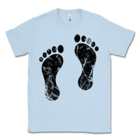 Dusty Blue 70's footprints   footprint Classic Tee - linhVisuals