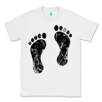 White 70's footprints   footprint Classic Tee - linhVisuals