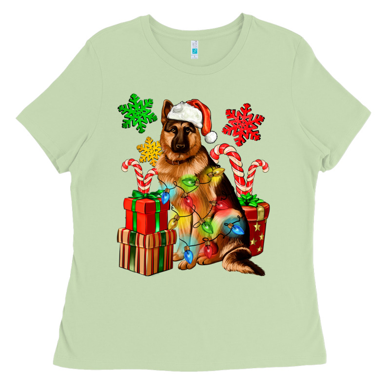 Christmas German Shepherd Ladies Tee by Artiststas | Teevron
