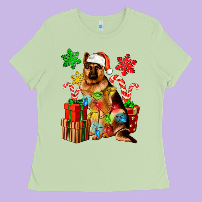 Christmas German Shepherd Ladies Tee Designed By Artiststas