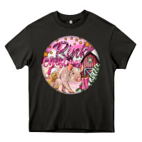Asphalt pink christmas pig Heavy Core Tee - FaDigitalArtStudio