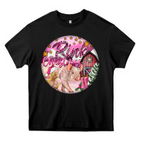 Black pink christmas pig Heavy Core Tee - FaDigitalArtStudio