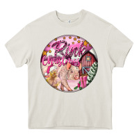 Cream pink christmas pig Heavy Core Tee - FaDigitalArtStudio