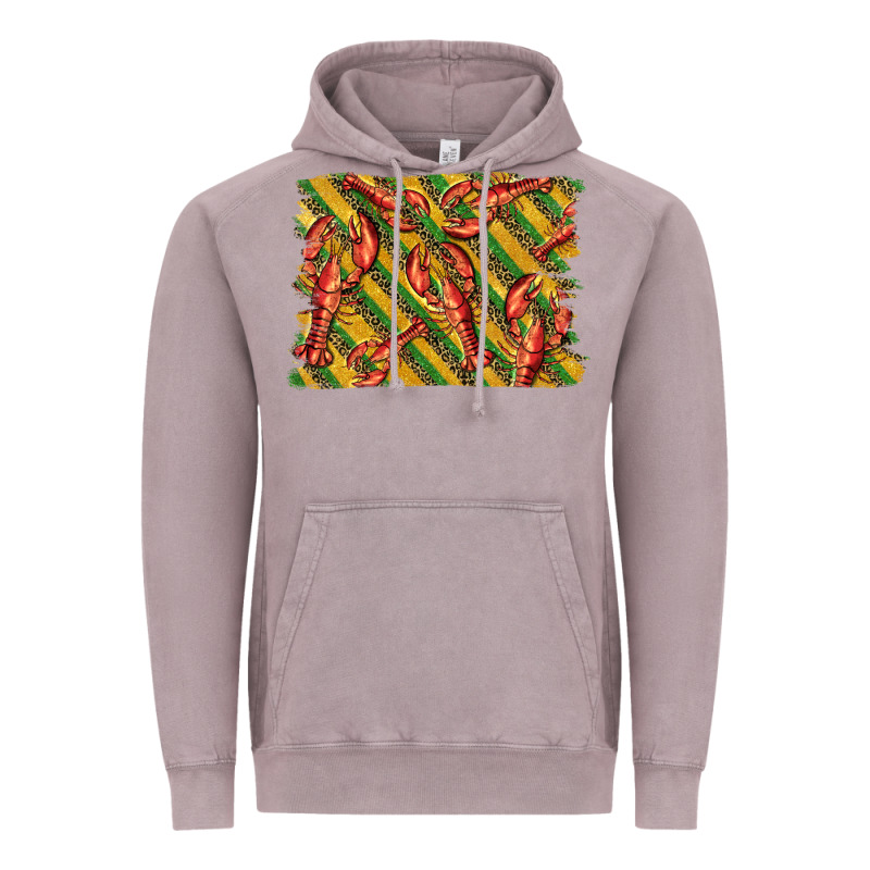 Mardi Gras Crawfish Background Vintage Hoodie by BarkalooDesign | Teevron