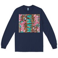 Navy cherry blossoms mama tumbler Long Sleeve Tee - Artiststas