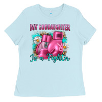 Baby Blue Breast Cancer my Goddaughter is a fighter Ladies Tee - Artiststas