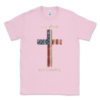 Bubblegum Pink for god and country cross american flag faith us patriotic tank top Classic Tee - linhVisuals