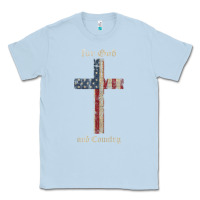 Dusty Blue for god and country cross american flag faith us patriotic tank top Classic Tee - linhVisuals