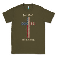 Army Green for god and country cross american flag faith us patriotic tank top Classic Tee - linhVisuals