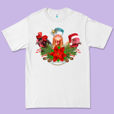 Chickens Christmas Premium Tee Designed By Cowhidedigitalart