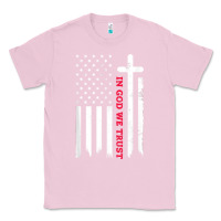 Bubblegum Pink in god we trust with patriotic vintage american flag t shirt Classic Tee - linhVisuals