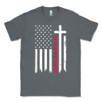 Charcoal Heather in god we trust with patriotic vintage american flag t shirt Classic Tee - linhVisuals