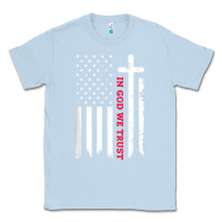 Dusty Blue in god we trust with patriotic vintage american flag t shirt Classic Tee - linhVisuals