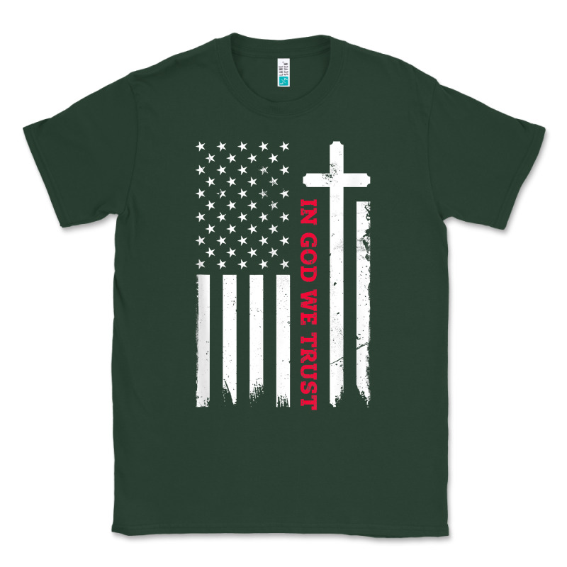 In God We Trust With Patriotic Vintage American Flag T Shirt Classic Tee by linhVisuals | Teevron