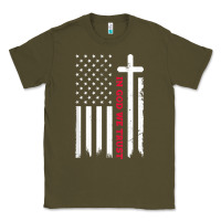 Army Green in god we trust with patriotic vintage american flag t shirt Classic Tee - linhVisuals