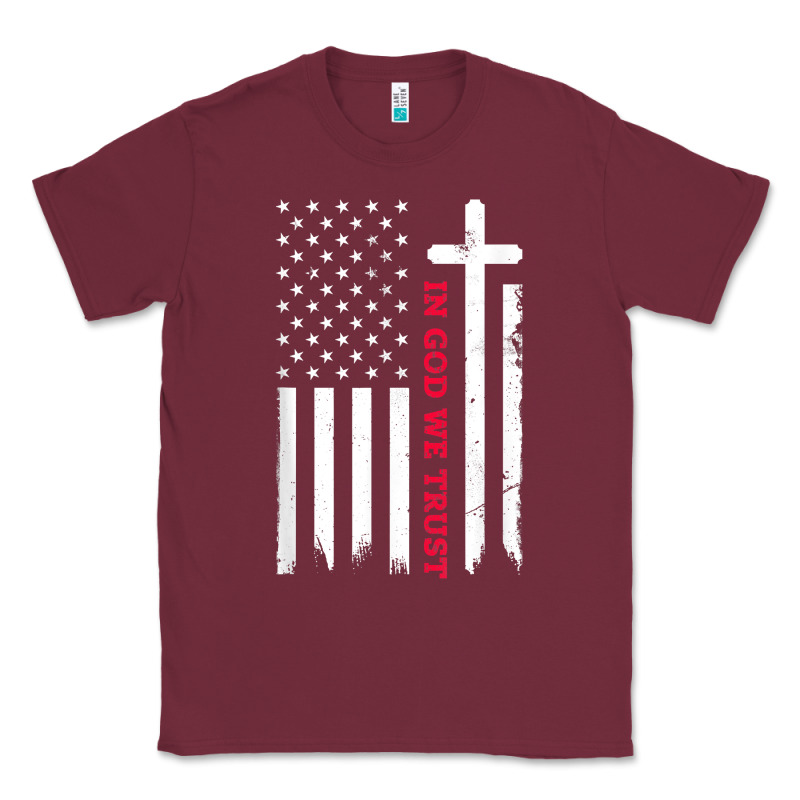 In God We Trust With Patriotic Vintage American Flag T Shirt Classic Tee by linhVisuals | Teevron