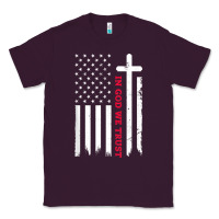 Plum in god we trust with patriotic vintage american flag t shirt Classic Tee - linhVisuals