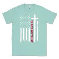 Seafoam in god we trust with patriotic vintage american flag t shirt Classic Tee - linhVisuals
