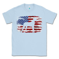 Dusty Blue great dane vintage american flag t shirt Classic Tee - linhVisuals
