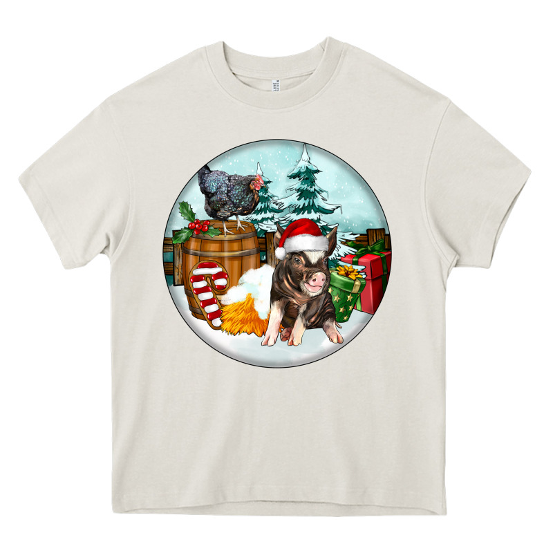 Christmas Pig With Chicken Heavy Core Tee by FaDigitalArtStudio | Teevron