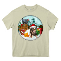 Mossy Christmas Pig With Chicken Heavy Core Tee - FaDigitalArtStudio