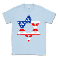 Dusty Blue hanukah american flag star of david   jewish chanukah t shirt Classic Tee - linhVisuals