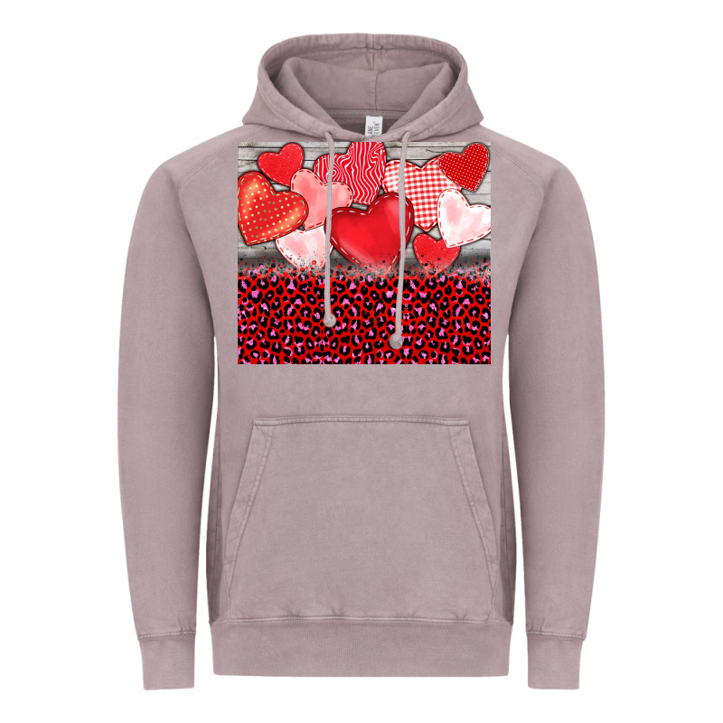 Valentine's Day Red Hearts Red Leopard Vintage Hoodie by BarkalooDesign | Teevron