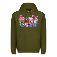 Army Green stitch with lilo coffee cups Premium Hoodie - AdoDesignShop