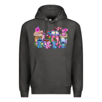 Charcoal Heather stitch with lilo coffee cups Premium Hoodie - AdoDesignShop