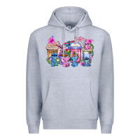 Heather Grey stitch with lilo coffee cups Premium Hoodie - AdoDesignShop
