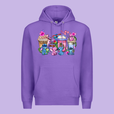 Stitch With Lilo Coffee Cups Premium Hoodie Designed By Adodesignshop