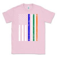 Bubblegum Pink irish american flag thin blue line police st. patrick's day long sleev Classic Tee - linhVisuals