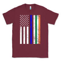 Burgundy irish american flag thin blue line police st. patrick's day long sleev Classic Tee - linhVisuals
