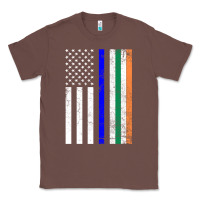 Irish American Flag Thin Blue Line Police St. Patrick's Day Long Sleev Classic Tee | Teevron