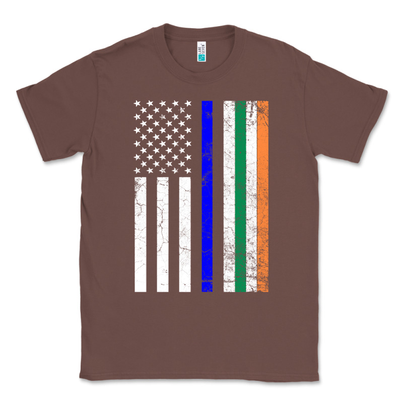 Irish American Flag Thin Blue Line Police St. Patrick's Day Long Sleev Classic Tee by linhVisuals | Teevron