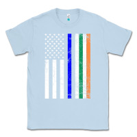 Dusty Blue irish american flag thin blue line police st. patrick's day long sleev Classic Tee - linhVisuals