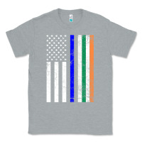 Heather Grey irish american flag thin blue line police st. patrick's day long sleev Classic Tee - linhVisuals