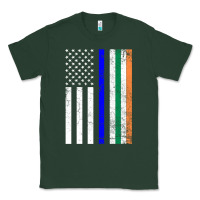 Sports Green irish american flag thin blue line police st. patrick's day long sleev Classic Tee - linhVisuals