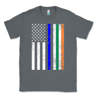 Charcoal Heather irish american flag thin blue line police st. patrick's day long sleev Classic Tee - linhVisuals